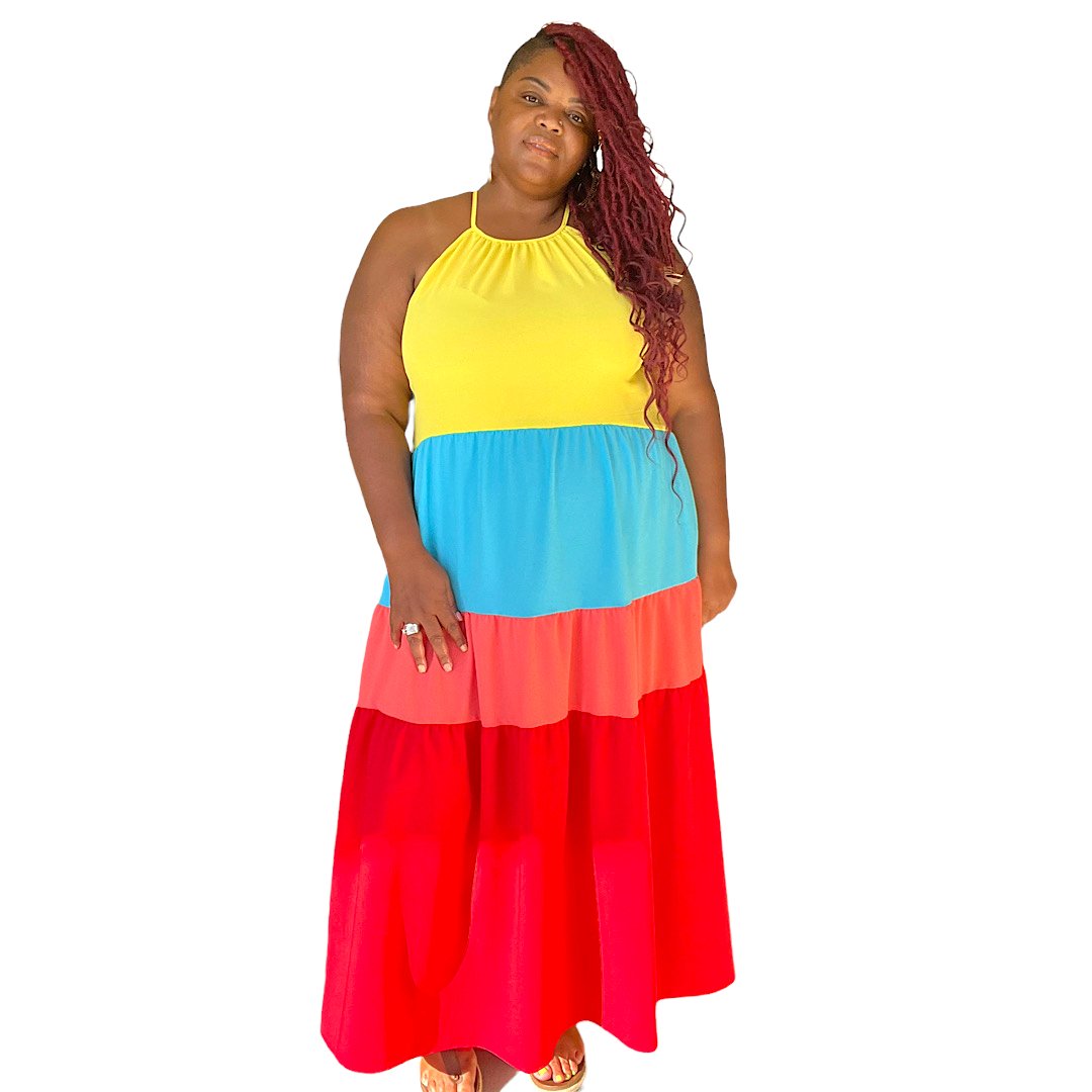 Rainbow Tiered Maxi Dress