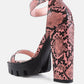 Rattle Snake Print Chunky High Block Heel Sandals