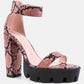 Rattle Snake Print Chunky High Block Heel Sandals