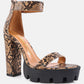 Rattle Snake Print Chunky High Block Heel Sandals