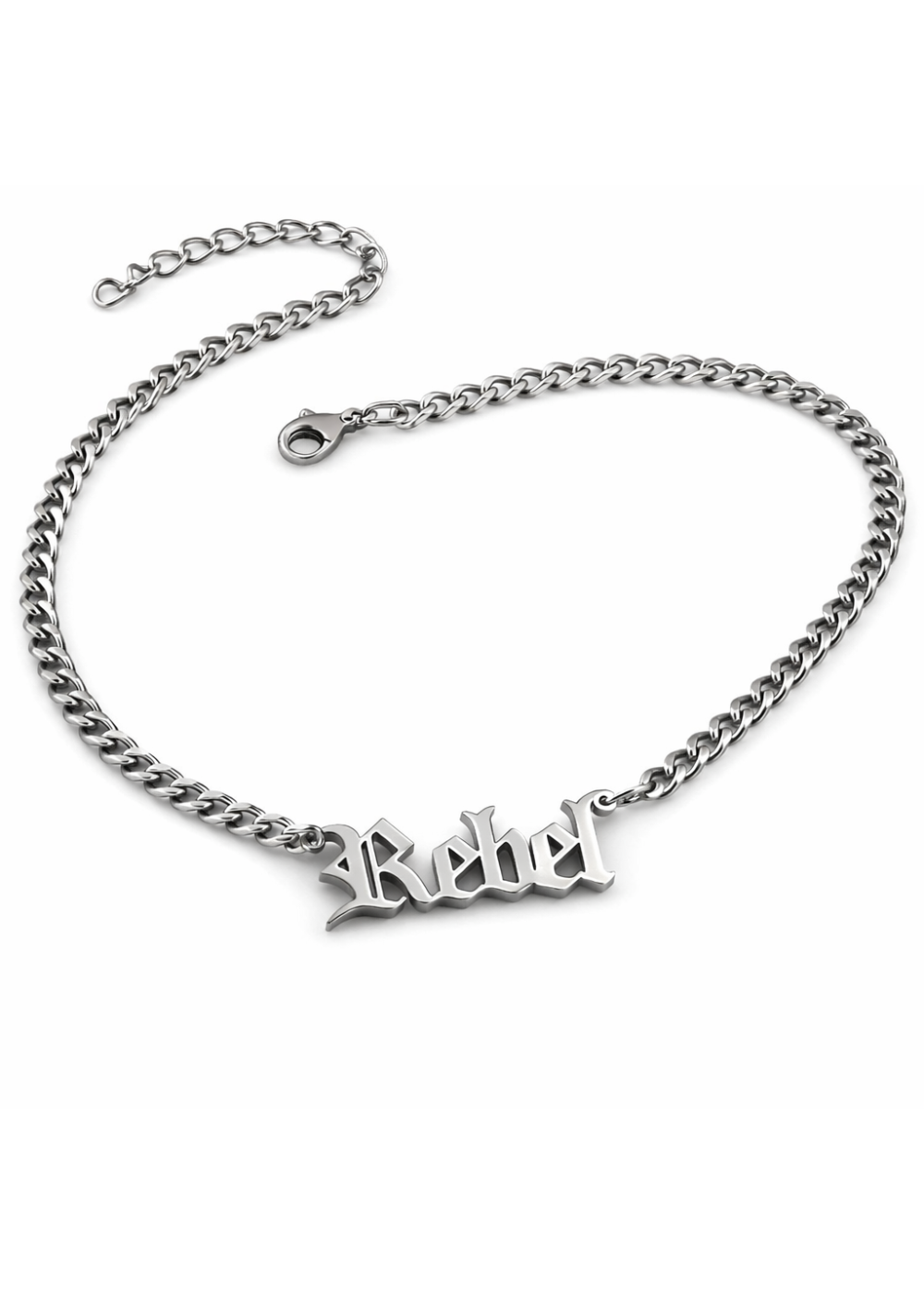 Rebel Script Necklace Silver