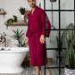 Waffle Kimono Spa Bathrobe -  Absorbent, Lightweight
