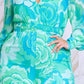 Floral Print Jumpsuit with Long Bishop Split Sleeves - Green