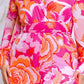 Floral Print Jumpsuit with Long Bishop Split Sleeves - Pink