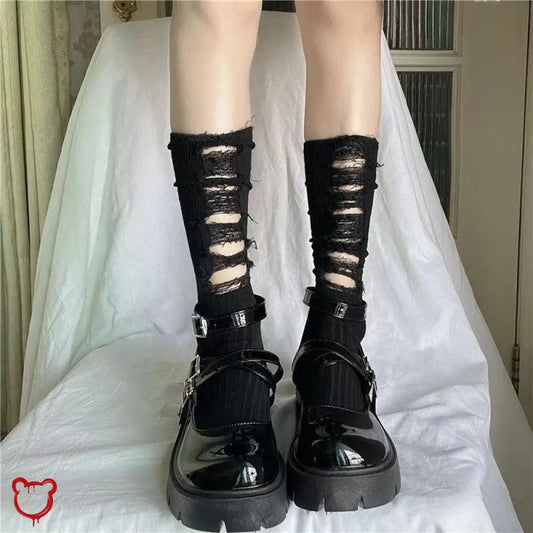 “Ripster” Black Knit Socks