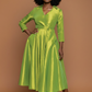 Green Classic Style Faux Wrap Dress