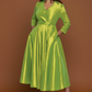 Green Classic Style Faux Wrap Dress