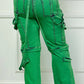Oh So Crafty Utility Cargo Denim Pants - Green