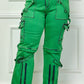 Oh So Crafty Utility Cargo Denim Pants - Green