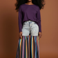 Distressed Light Denim Black Multi Color Palazzo Wide Leg Jeans