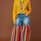 Distressed Light Denim Red Multi Color Palazzo Wide Leg Jeans