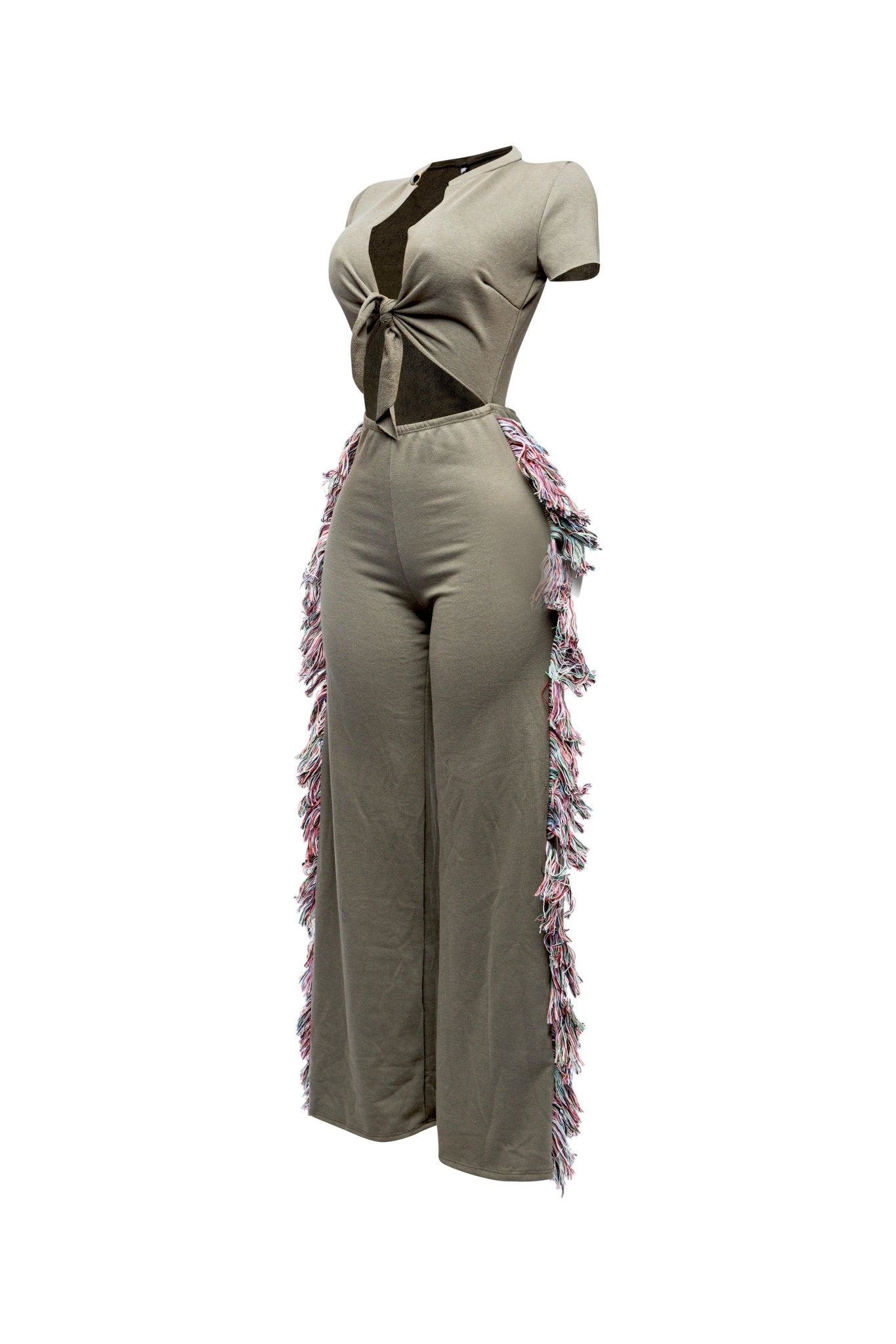 Rodeo Queen Fringe Jumpsuit – Wide Leg with Tassel Detail