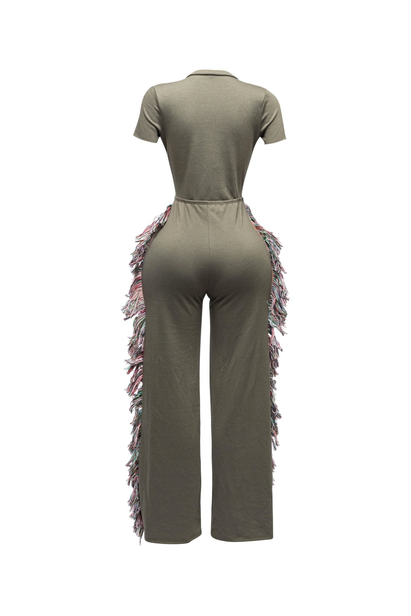 Rodeo Queen Fringe Jumpsuit – Wide Leg with Tassel Detail
