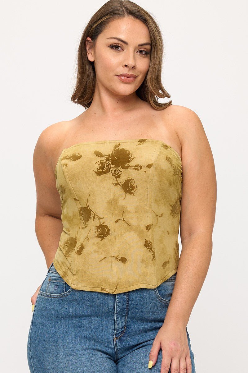 Rosalia Lace Up Corset Tube Top – Boned Bodice & Back Lace Up