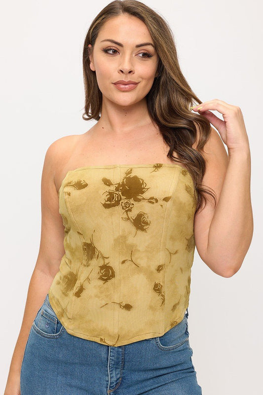 Rosalia Lace Up Corset Tube Top – Boned Bodice & Back Lace Up