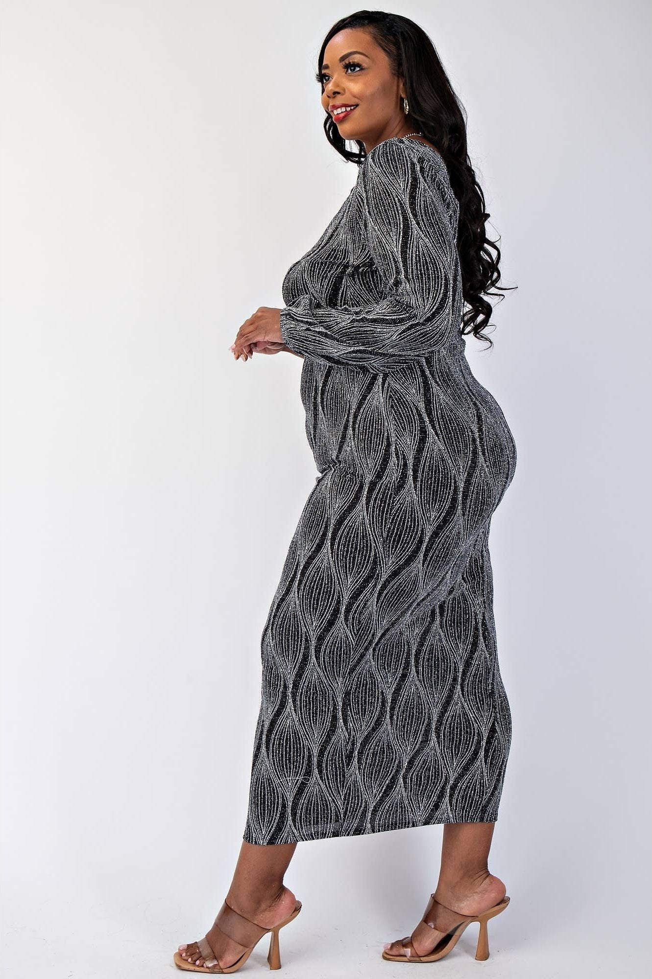 Sabrina Glitter Knit One Shoulder Cutout Dress