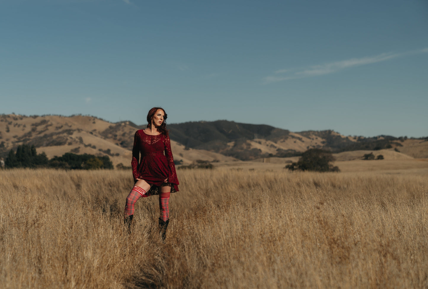 Grace: Red Plaid Thigh Highs