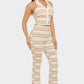 Santorini Stripe Halter Crop Top & Flare Pants Set – Vacation Outfit