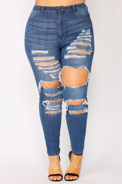 Sasha high Rise Medium Washed Distressed Jeans