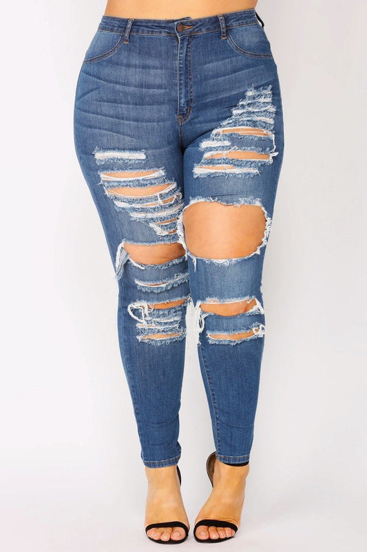 Sasha high Rise Medium Washed Distressed Jeans
