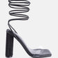 Scansta Lace Up Rhinestone Embellished Heel Sandals