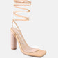 Scansta Lace Up Rhinestone Embellished Heel Sandals