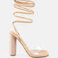 Scansta Lace Up Rhinestone Embellished Heel Sandals