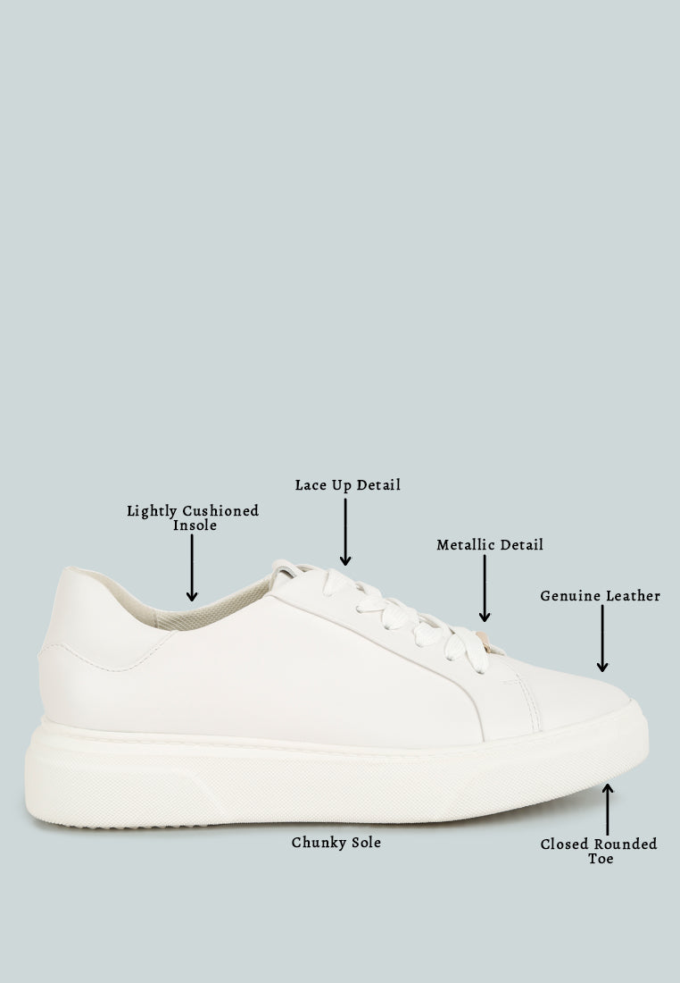 Schick Lace Up Leather Sneakers