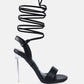 Sheeny Clear Stiletto Lace Up Heels