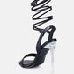 Sheeny Clear Stiletto Lace Up Heels