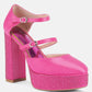 Shiver Rhinestones Embellished Platform Mary Jane Sandals