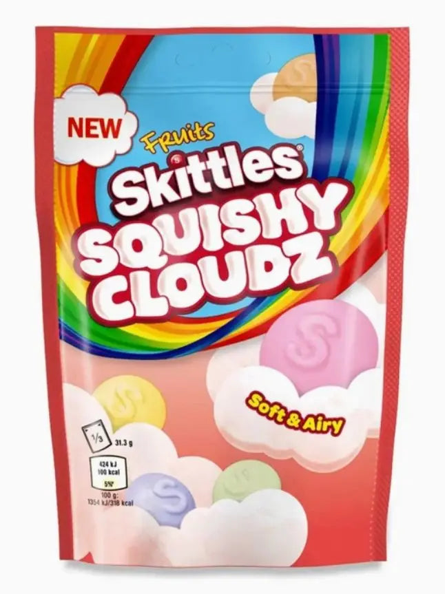 Skittles Squishy Cloudz – Fruit Flavoured Chewy Sweets 94g Pouch (UK)