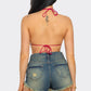 Skylar Sequin Open Back Top - Stylish Halter Neck Design for Stunning Evening Looks