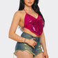 Skylar Sequin Open Back Top - Stylish Halter Neck Design for Stunning Evening Looks