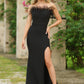 Sochi Gown - Black Feather Trim Evening Dress