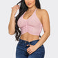 Sophie Stylish Studded Halter Tie Crop Top
