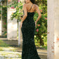 Size 2, Stardust One Shoulder Sequin Gown - EMERALD - FINAL SALE