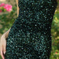 Size 2, Stardust One Shoulder Sequin Gown - EMERALD - FINAL SALE