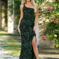 Size 2, Stardust One Shoulder Sequin Gown - EMERALD - FINAL SALE
