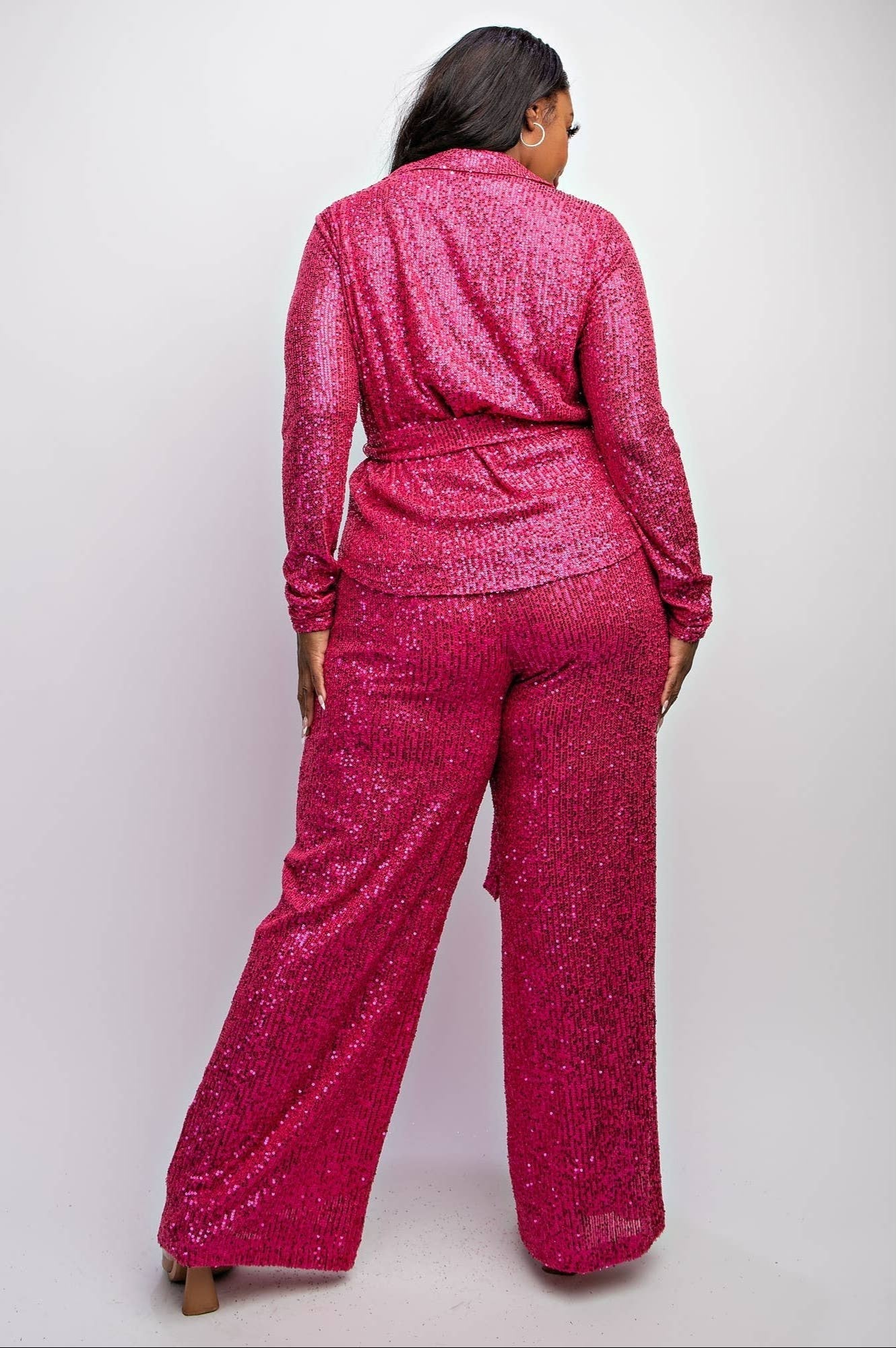 Sylvia Luxury Sequin Shirt and Wide Leg Pants Set