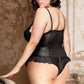 Faux Leather Flutter Lace Teddy