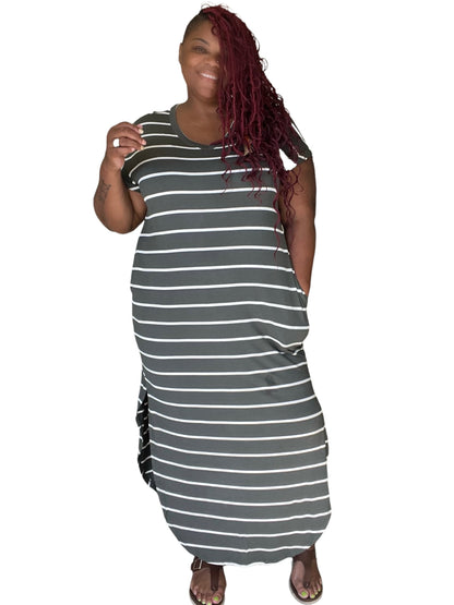 The Mia Striped Round Hem Maxi Dress