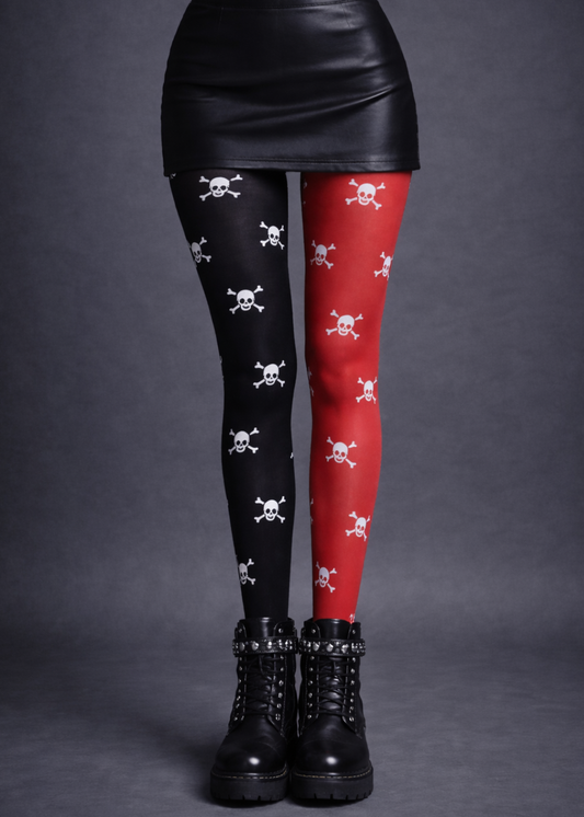 Skull Pattern Two Tone Tights