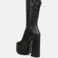 Tzar Faux Leather High Heeled Platfrom Calf Boots