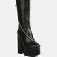 Tzar Faux Leather High Heeled Platfrom Calf Boots