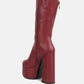 Tzar Faux Leather High Heeled Platfrom Calf Boots
