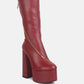 Tzar Faux Leather High Heeled Platfrom Calf Boots