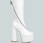 Tzar Faux Leather High Heeled Platfrom Calf Boots