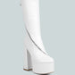 Tzar Faux Leather High Heeled Platfrom Calf Boots
