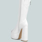 Tzar Faux Leather High Heeled Platfrom Calf Boots